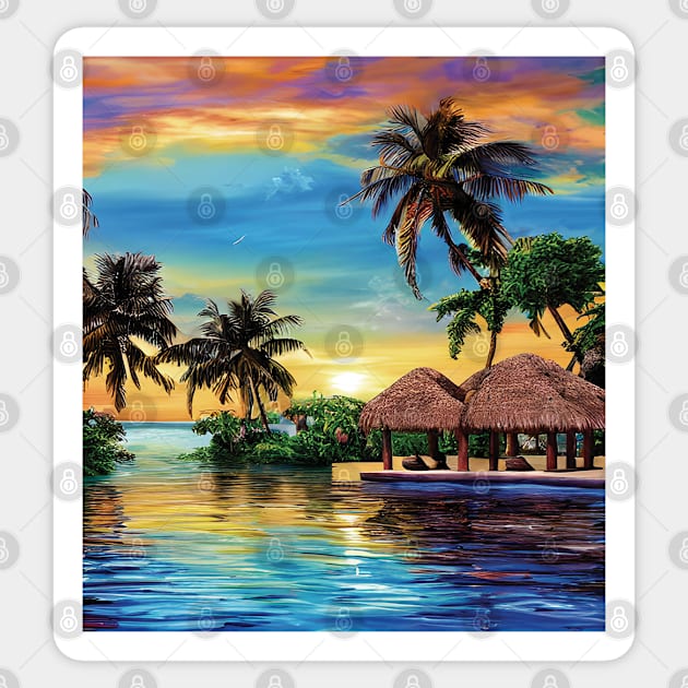 Tropical Paradise Hawaii Sticker by SylwiaArt